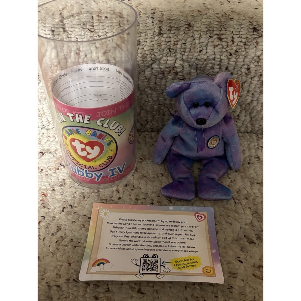 2001 TY BEANIE BABY OFFICIAL CLUB KIT CLUBBY PLASTIC CONTAINER